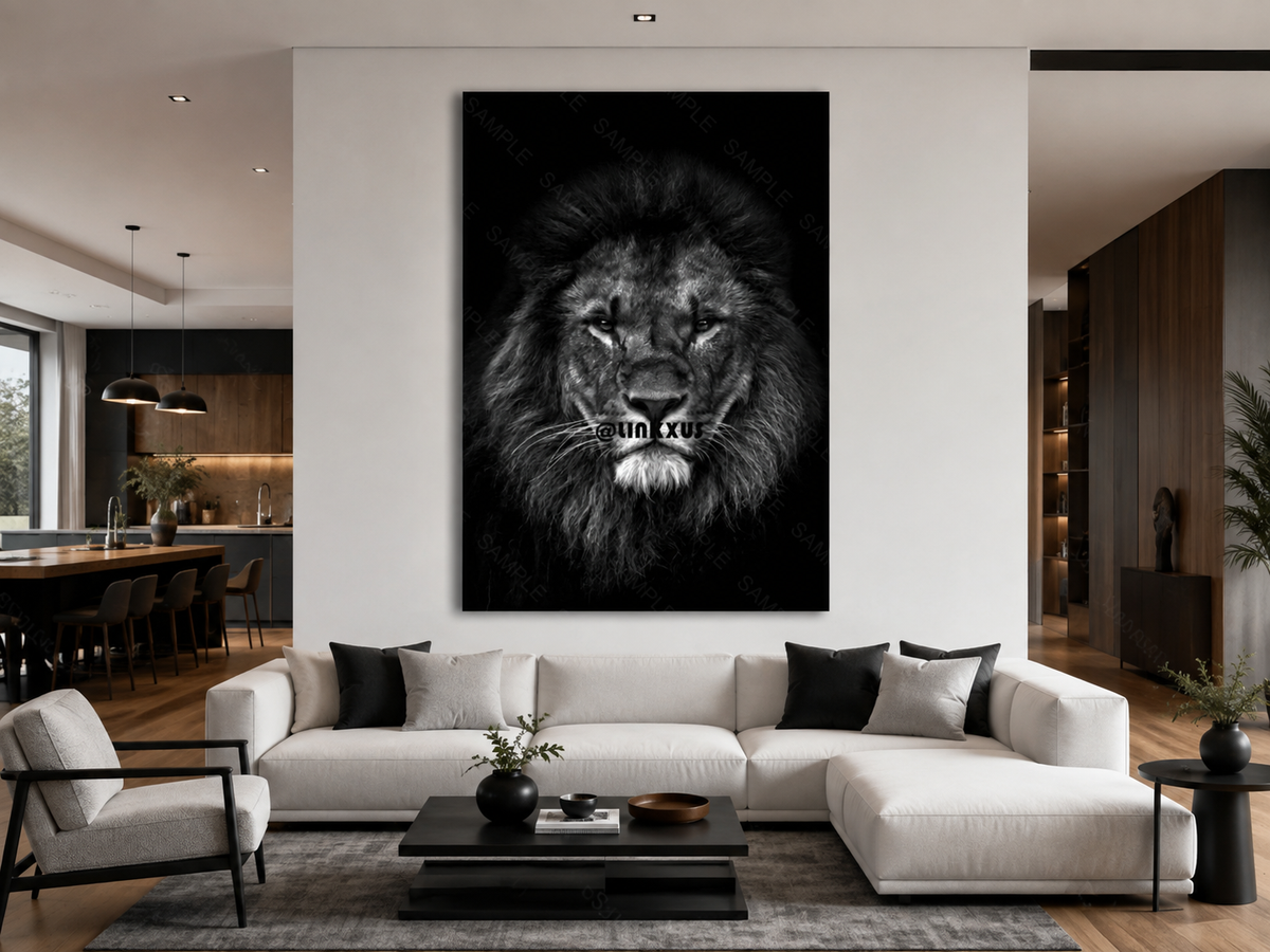 BLACK AND WHITE LION