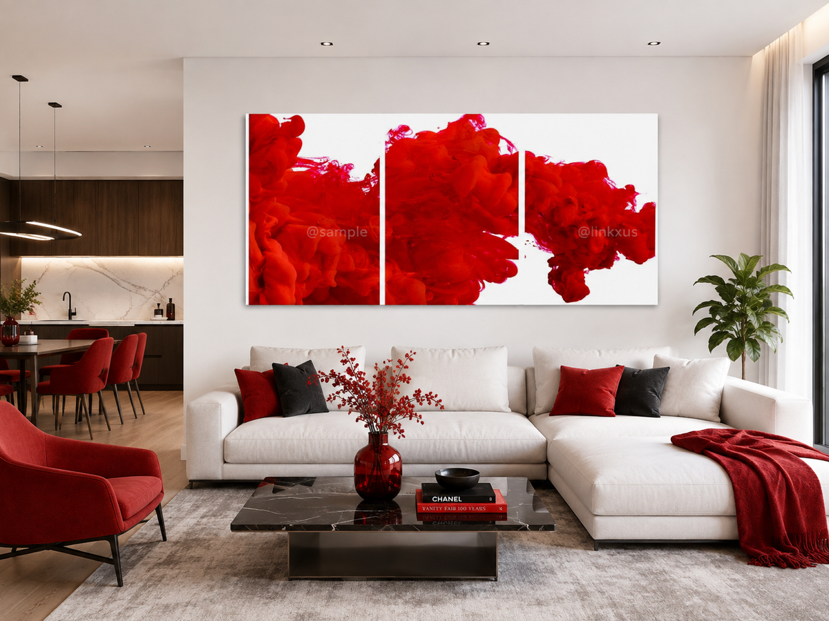 ABSTRACT SMOKE RED 3 PIECES