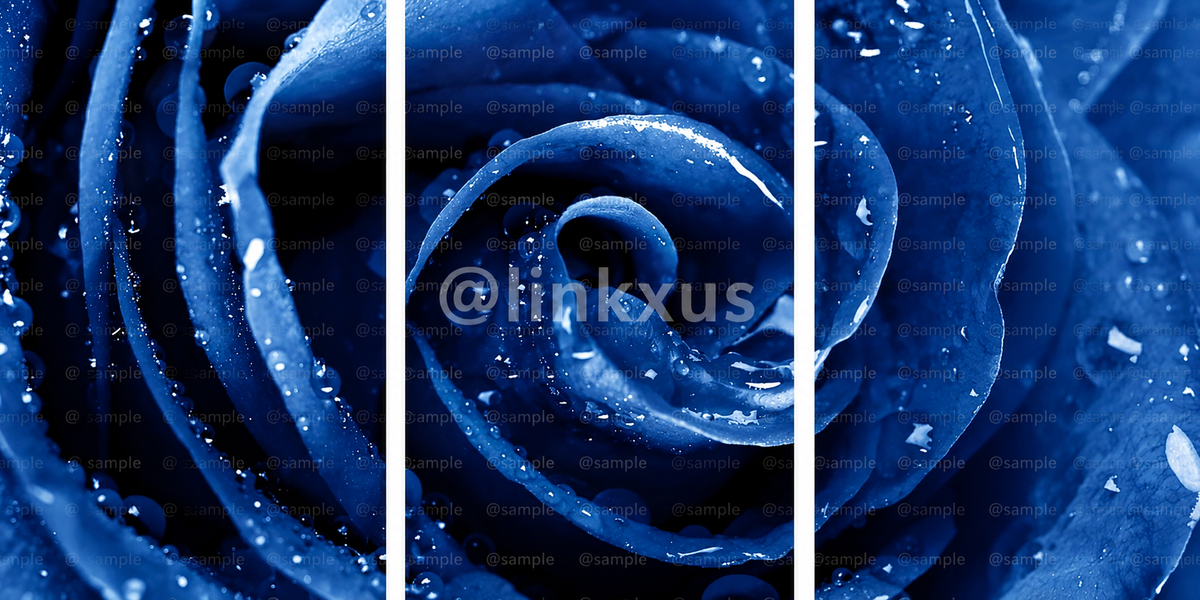 ABSTRACT BLUE ROSE 3 PIECES