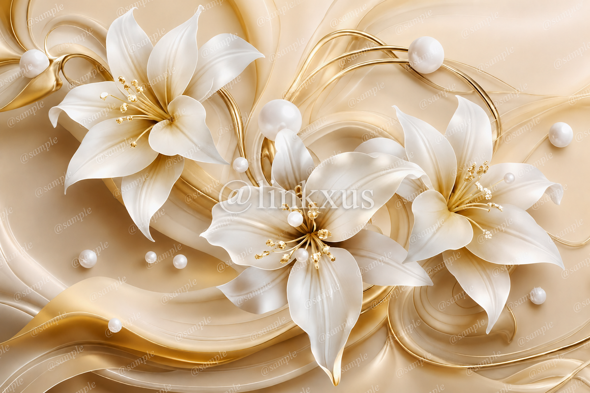 ELEGANT WHITE AND GOLD LILIES