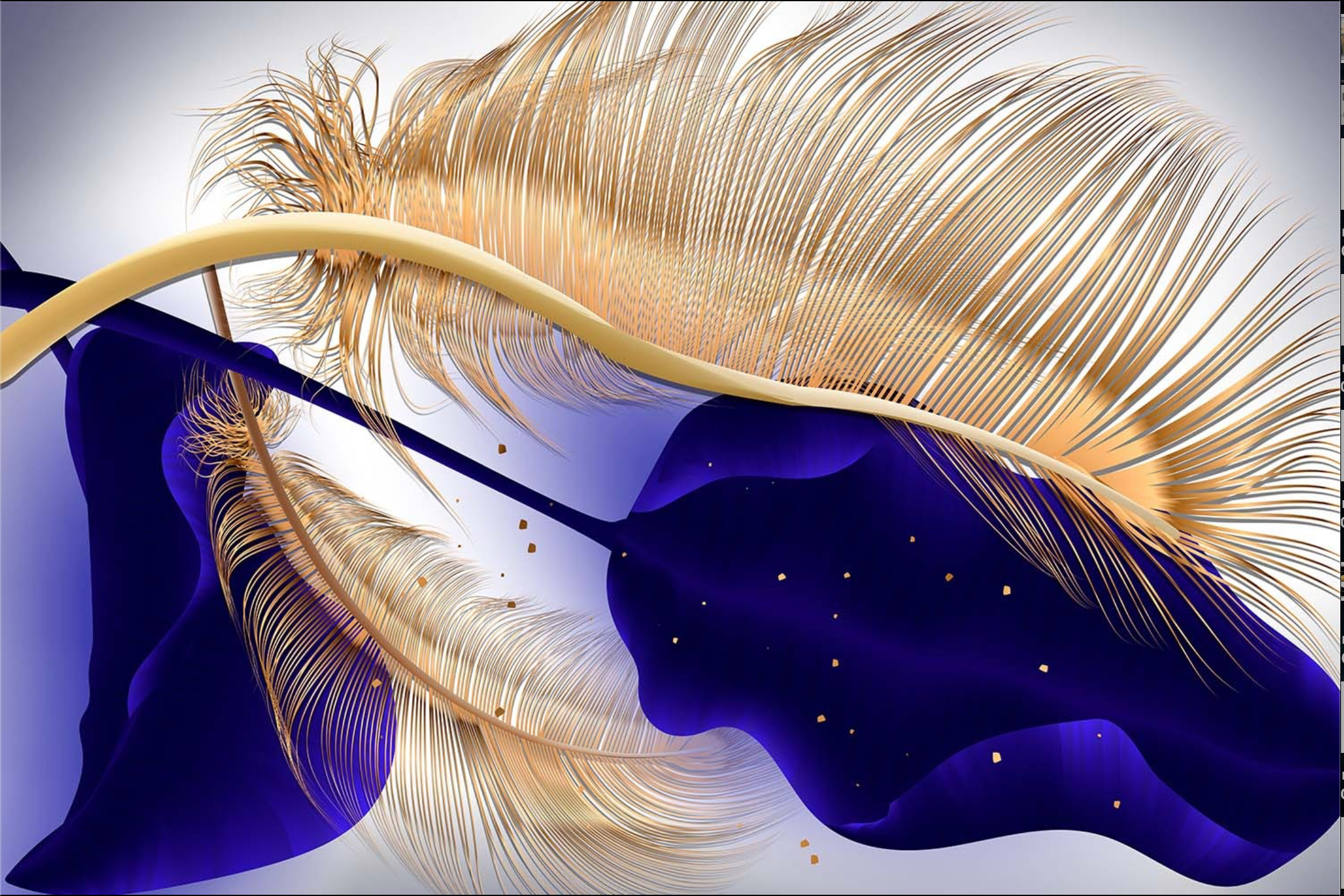 ABSTRACT LEAF GREY WITH GOLD AND SILVER