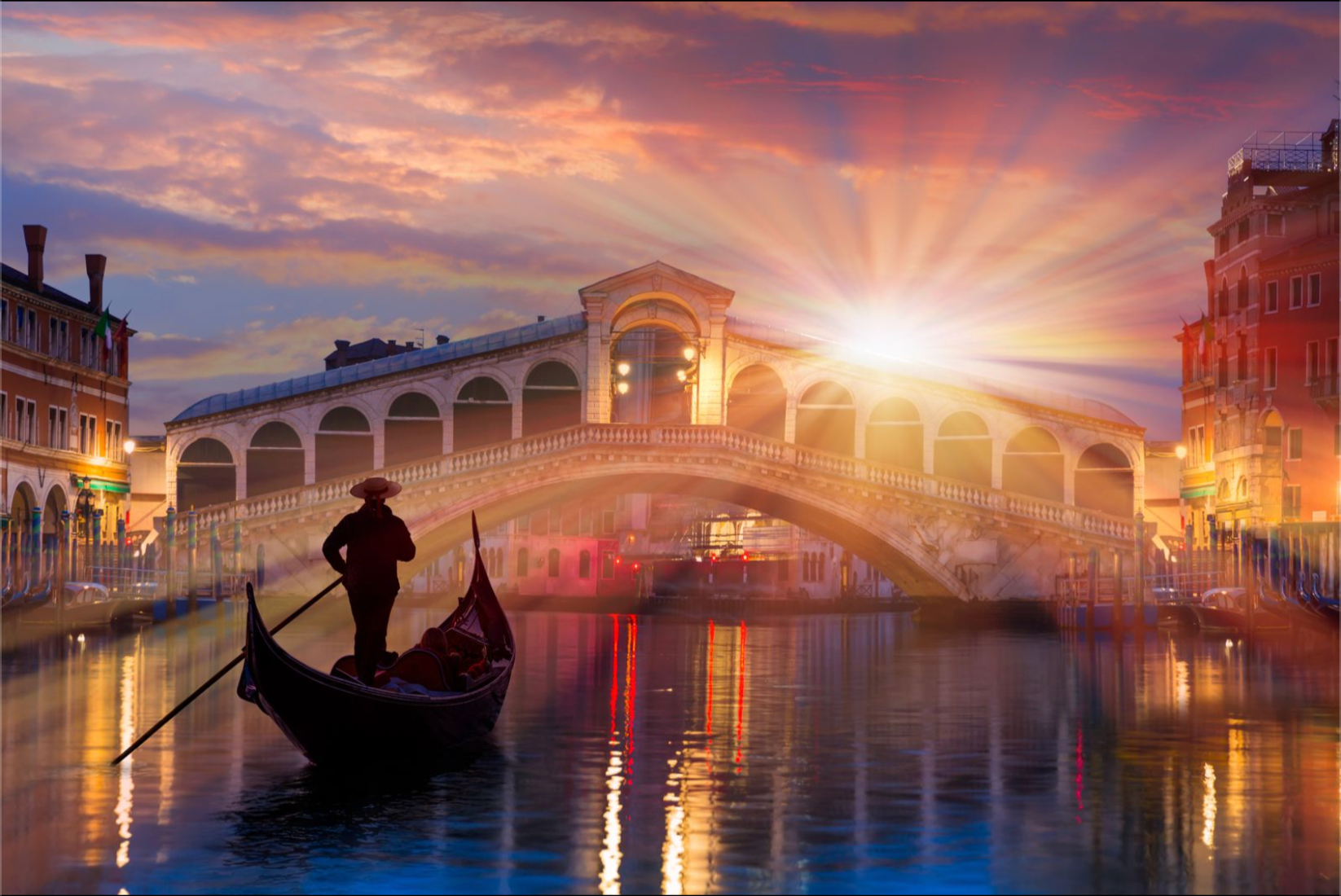 RIALTO BRIDGE VENICE SUNSET