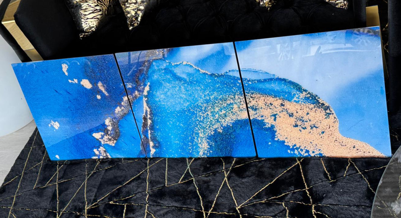 3 PIECES ABSTRACT BLUE (20"X20"ea)