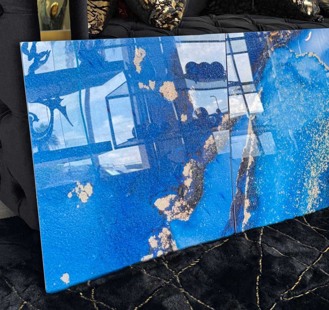 3 PIECES ABSTRACT BLUE (20"X20"ea)