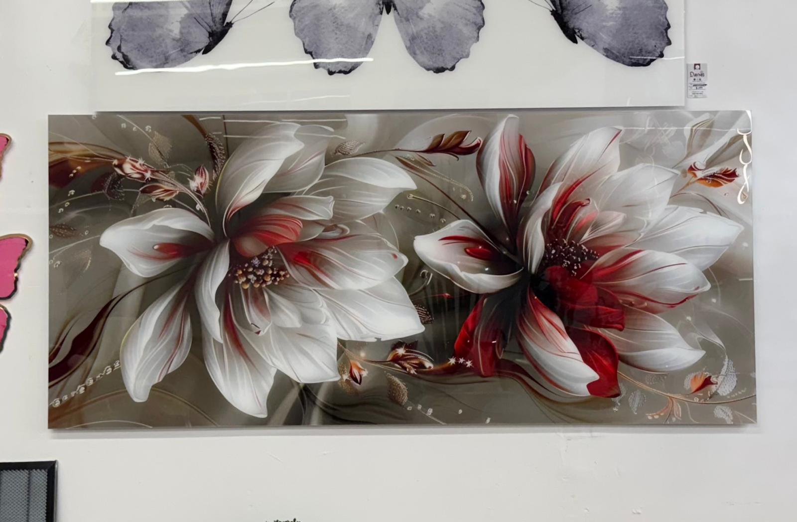 RED AND WHITE FLOWERS 72"X32"