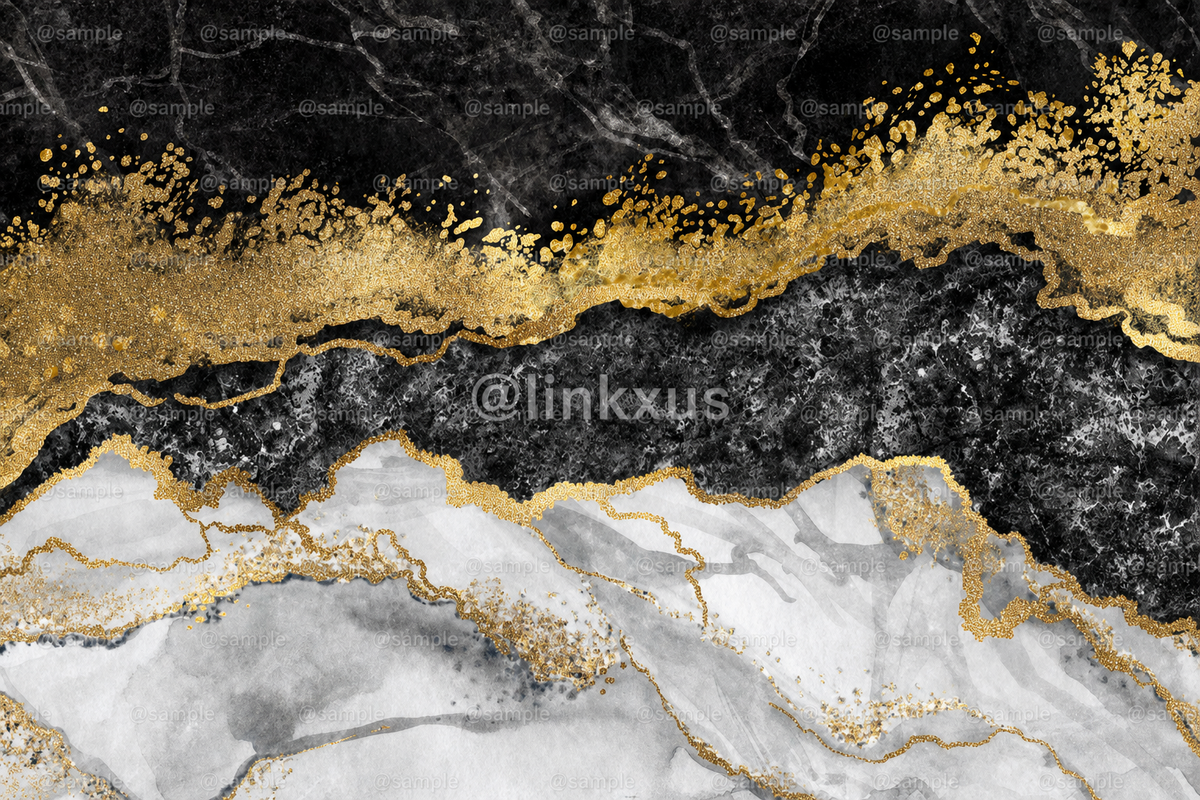 ABSTRACT BLACK AND WHITE / GOLD
