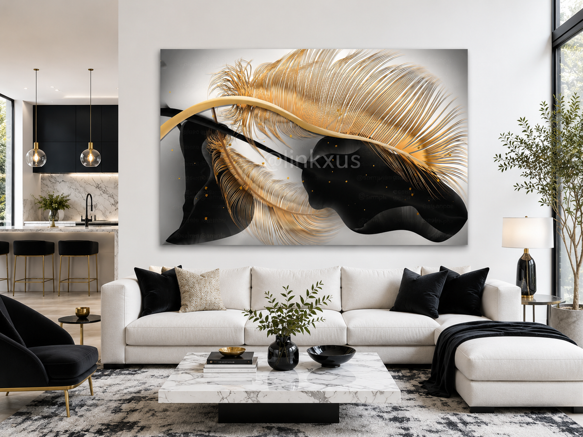 ABSTRACT LEAF GREY WITH GOLD AND SILVER
