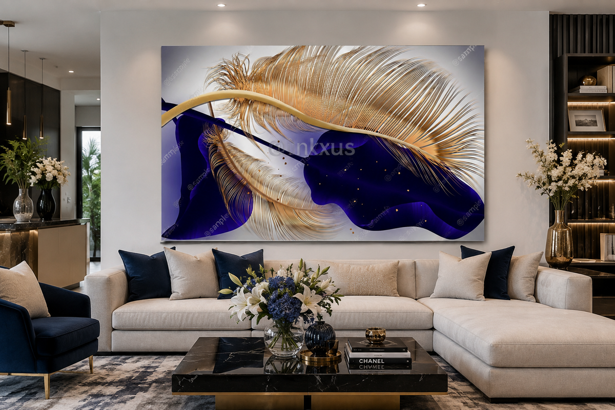 ABSTRACT LEAF GREY WITH GOLD AND SILVER