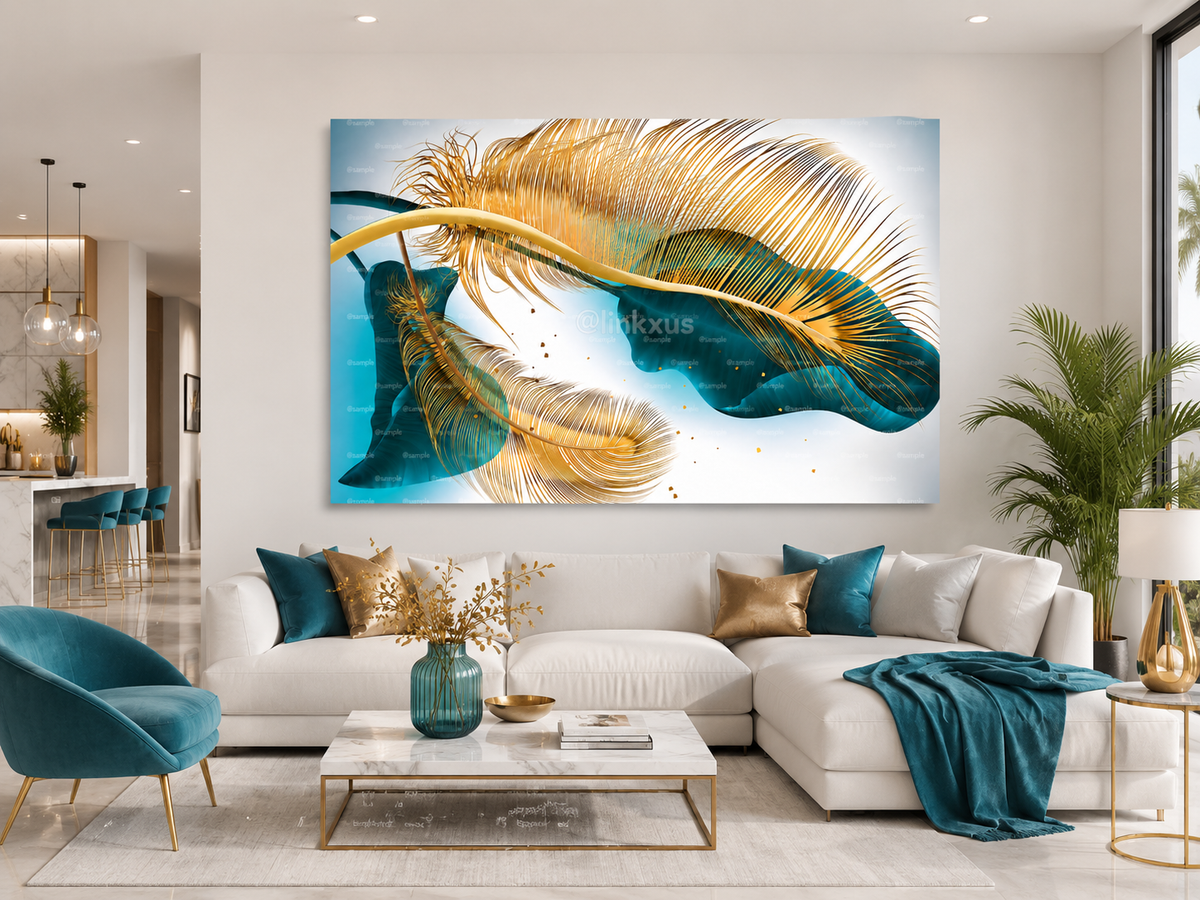 ABSTRACT LEAF GREY WITH GOLD AND SILVER
