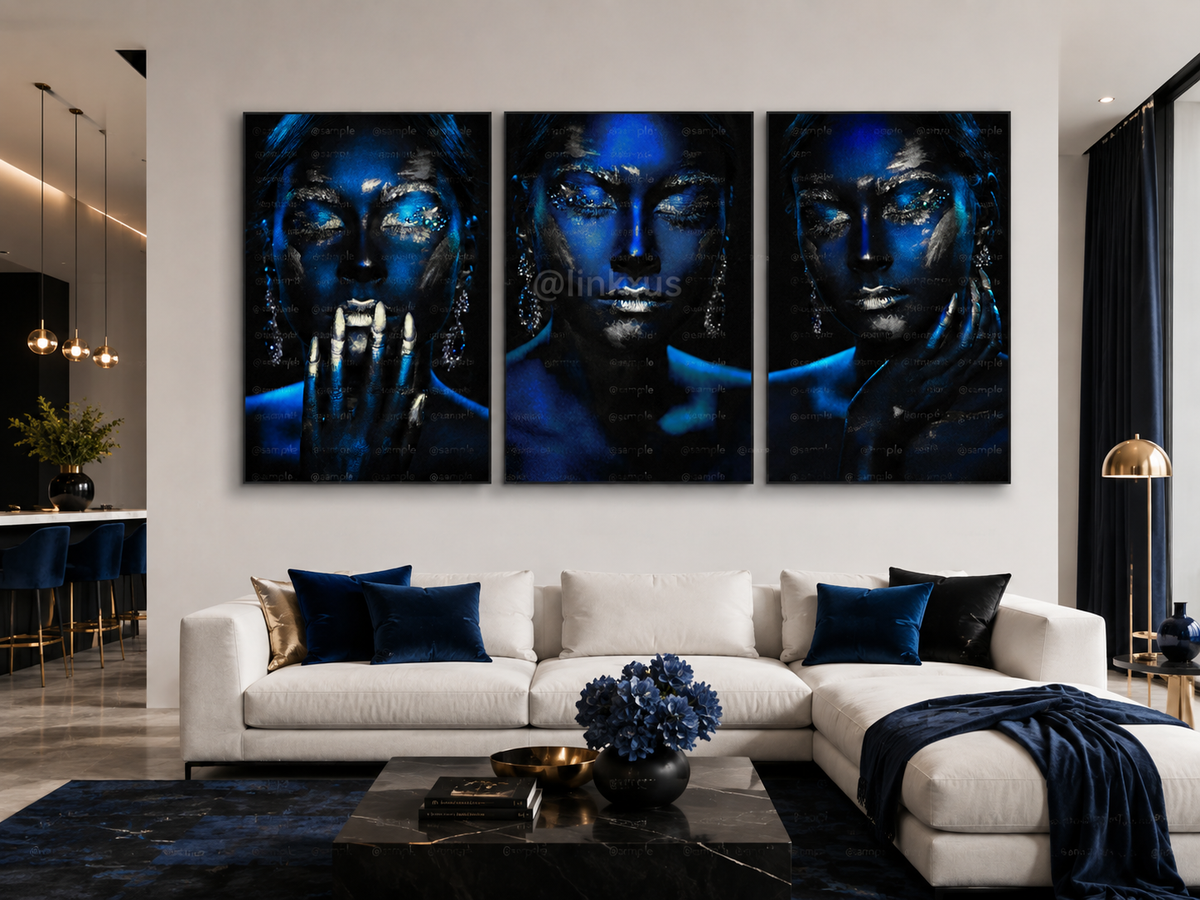 WOMEN BLUE AND GOLD SET 3 PC