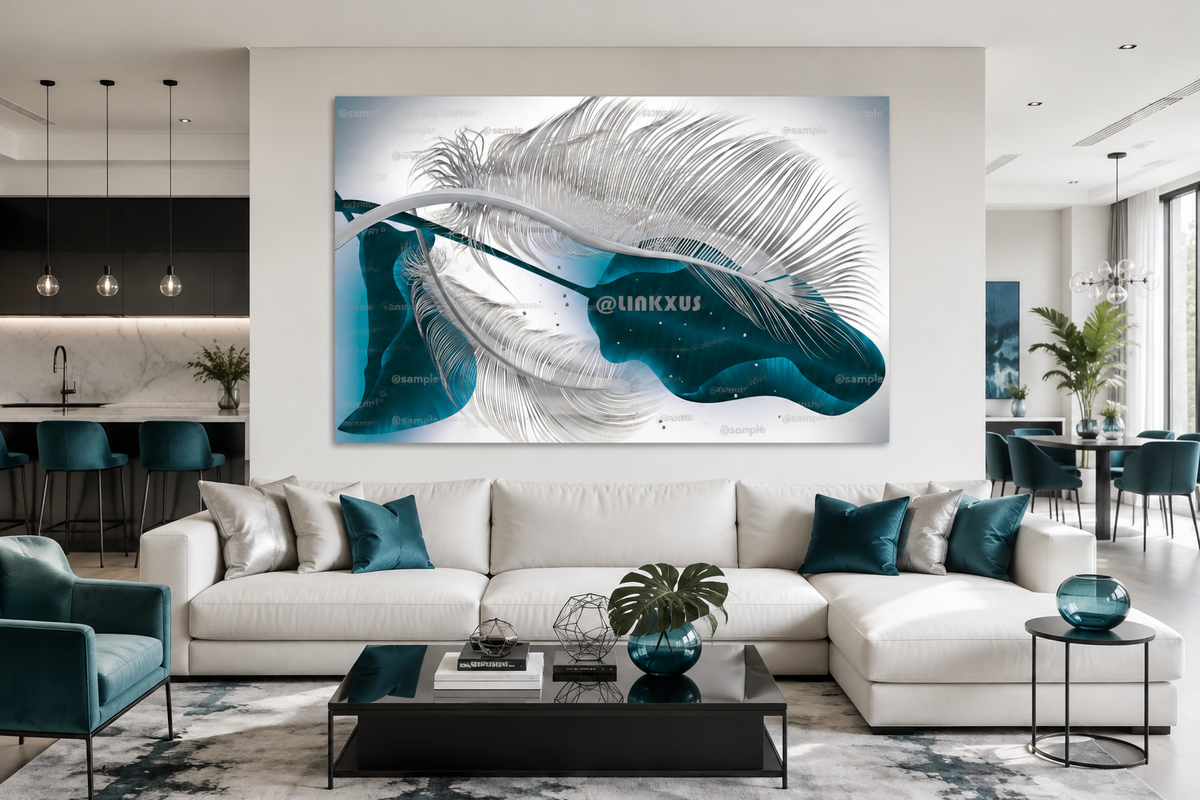 ABSTRACT LEAF GREY WITH GOLD AND SILVER