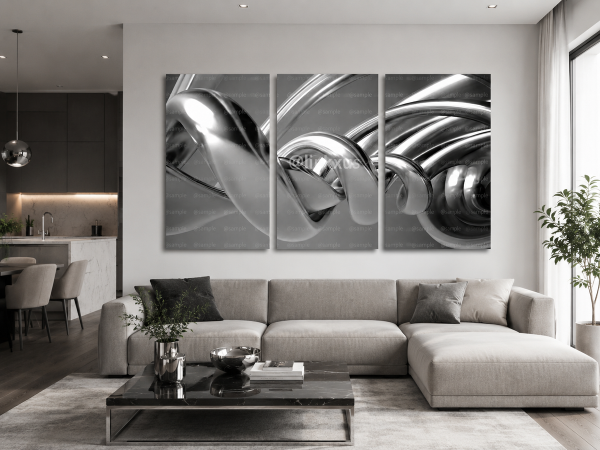 ABSTRACT SILVER 3 PIECES