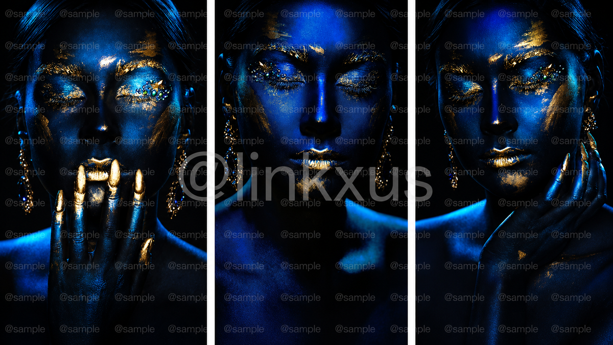 WOMEN BLUE AND GOLD SET 3 PC