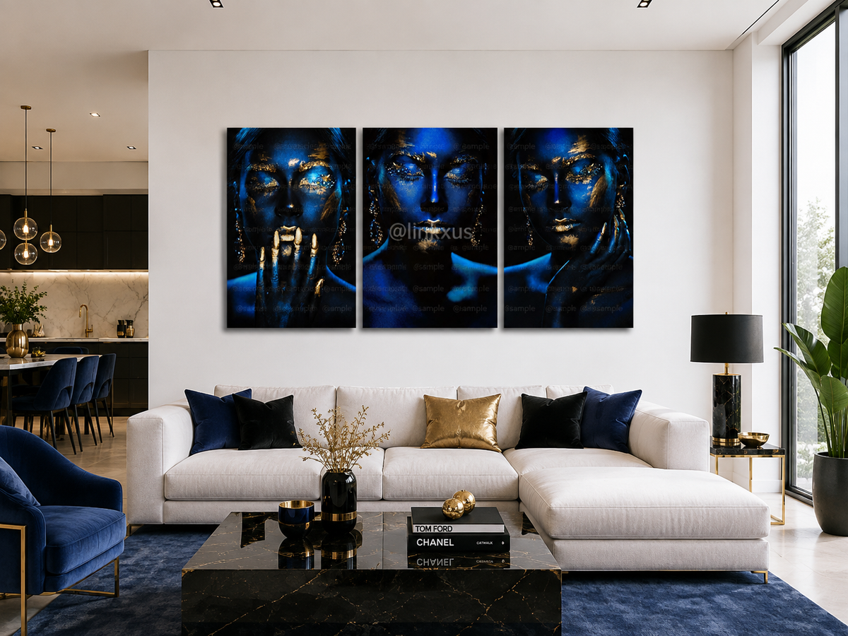 WOMEN BLUE AND GOLD SET 3 PC
