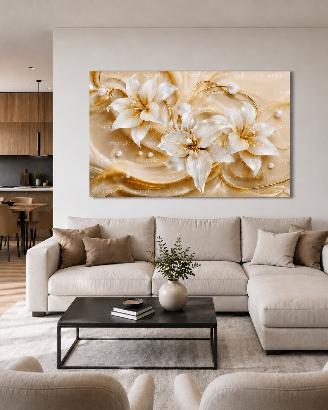 ELEGANT WHITE AND GOLD LILIES