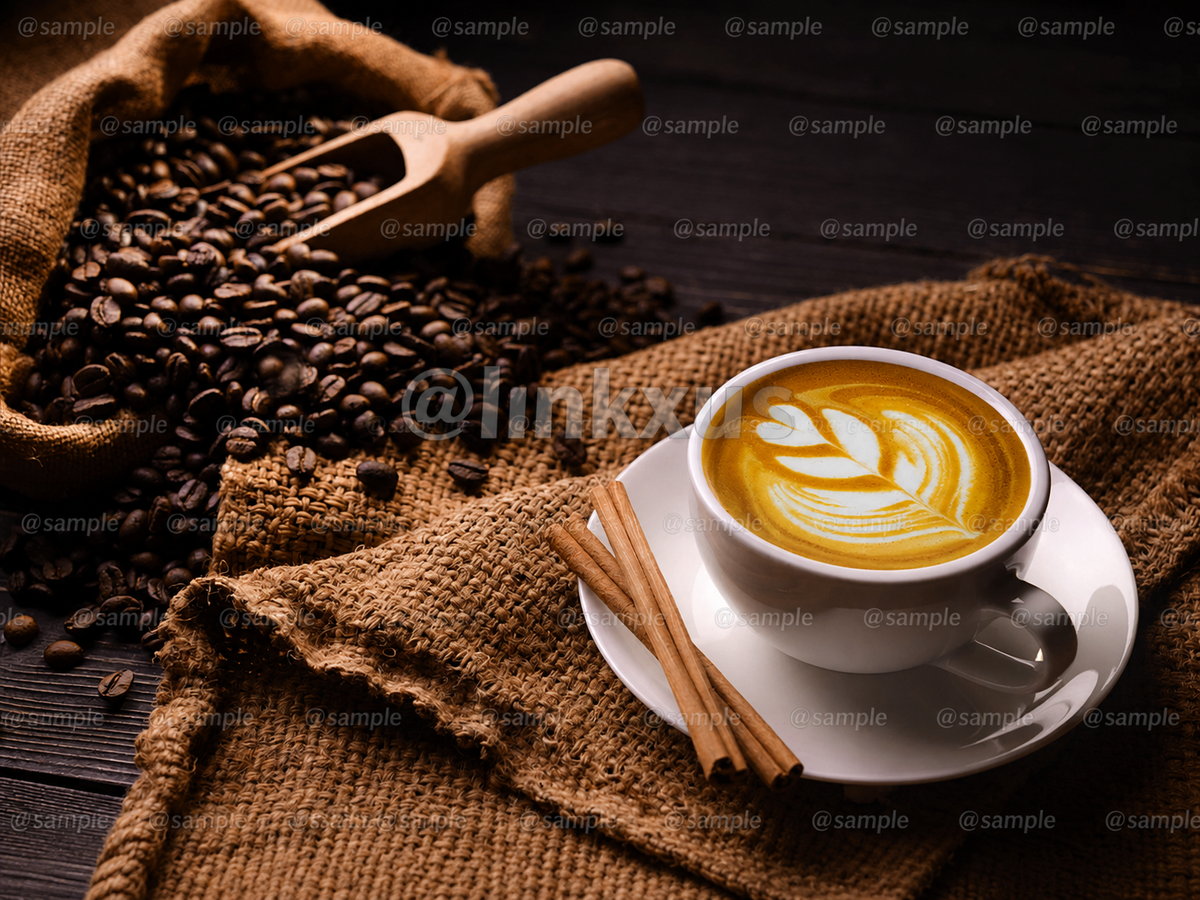 CUP OF COFFEE WITH LATTE ART