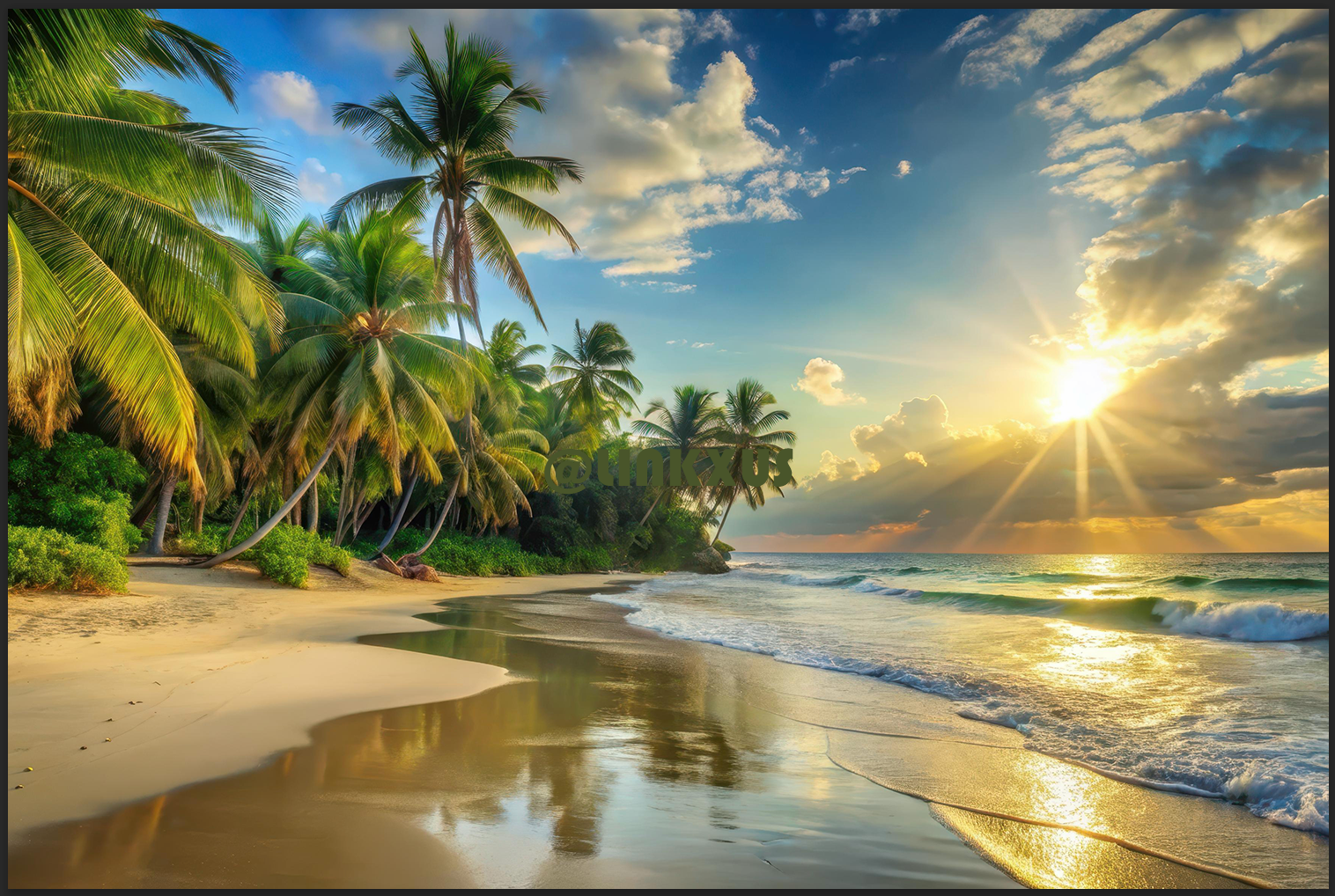 SUNSET OVER A TROPICAL BEACH