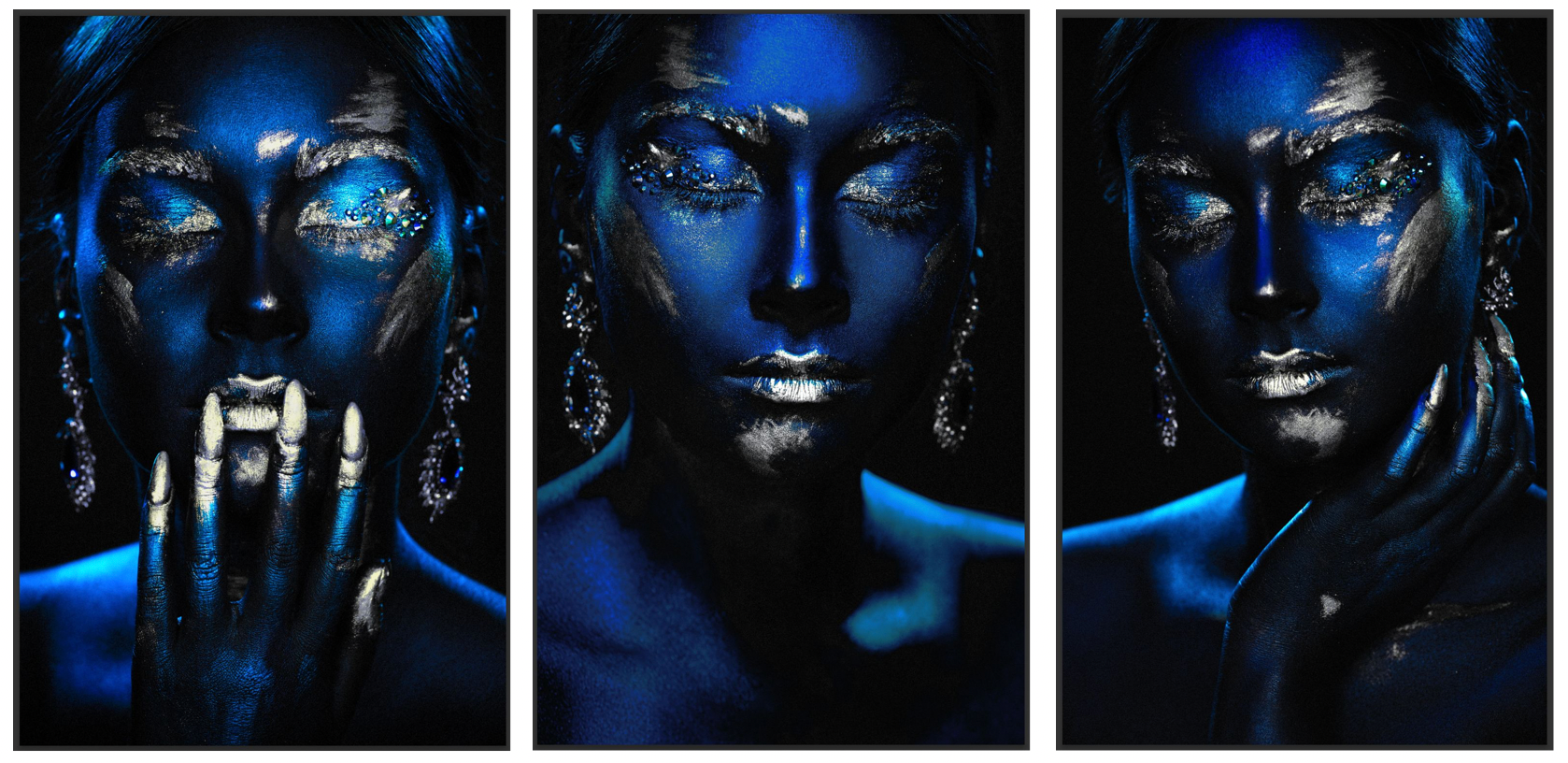 WOMEN BLUE AND GOLD SET 3 PC