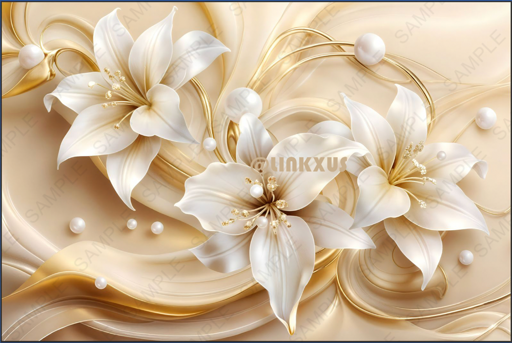 ELEGANT WHITE AND GOLD LILIES