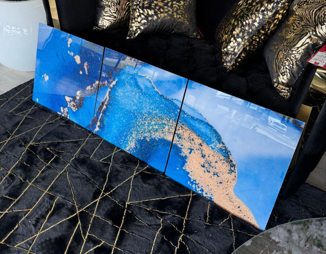 3 PIECES ABSTRACT BLUE (20"X20"ea)
