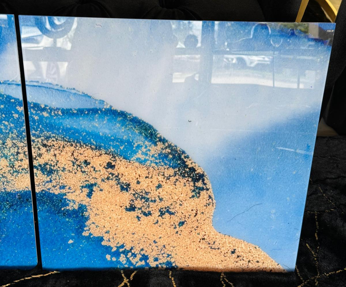 3 PIECES ABSTRACT BLUE (20"X20"ea)