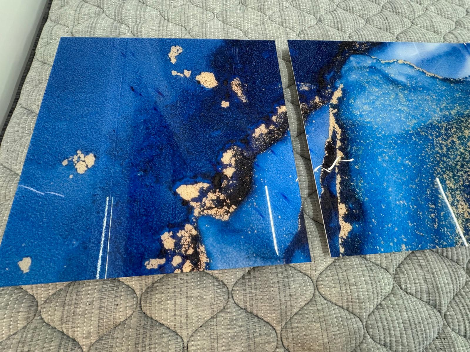 3 PIECES ABSTRACT BLUE (20"X20"ea)