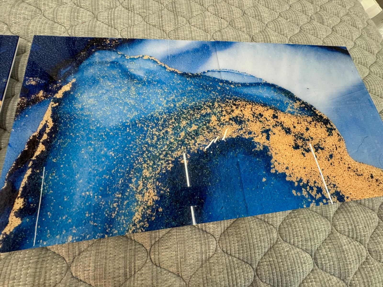 3 PIECES ABSTRACT BLUE (20"X20"ea)