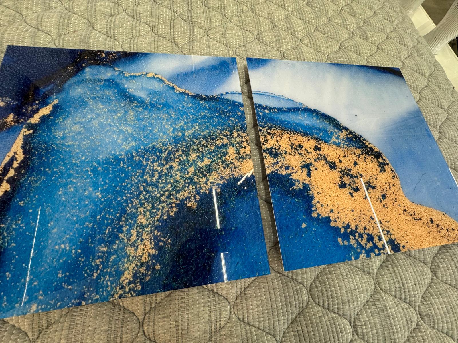 3 PIECES ABSTRACT BLUE (20"X20"ea)