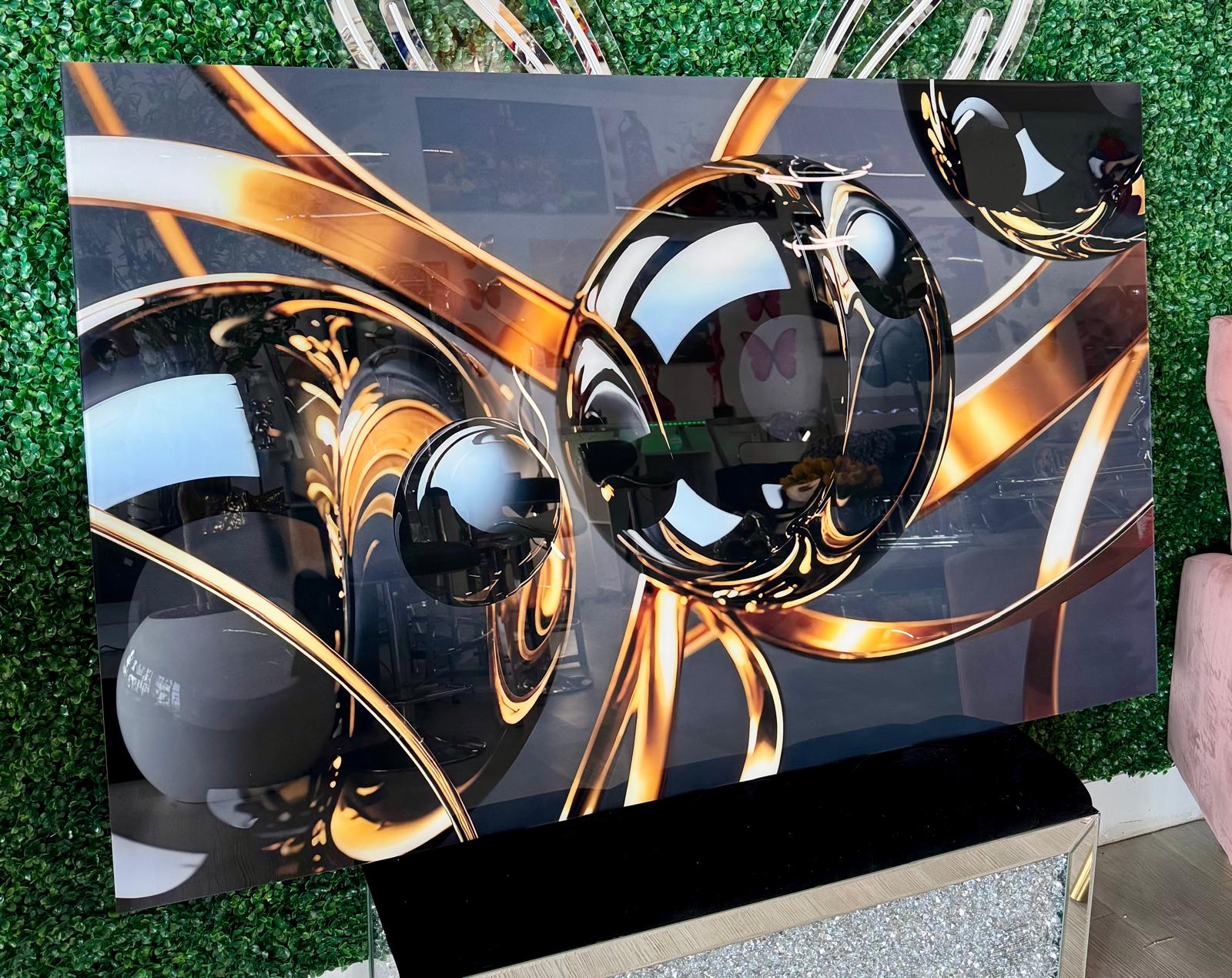 BLACK AND GOLD ABSTRACT 60"X37.5"