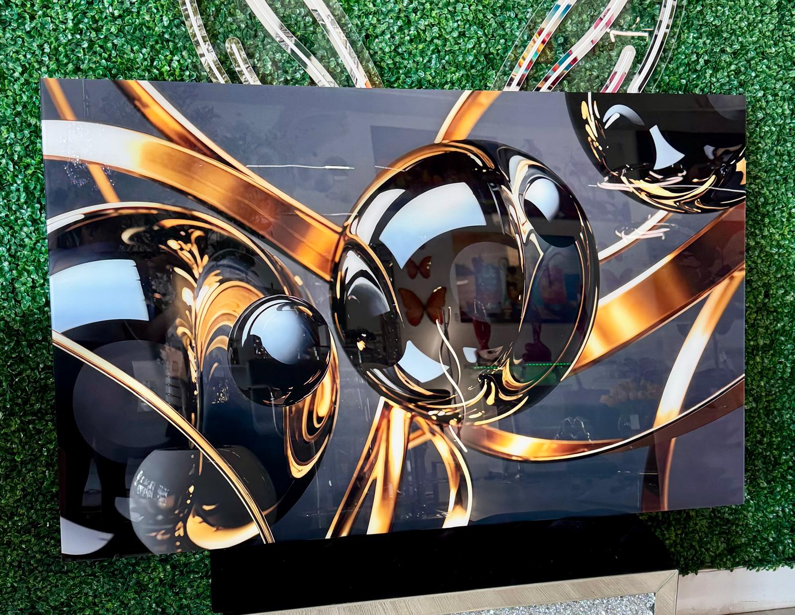 BLACK AND GOLD ABSTRACT 60"X37.5"