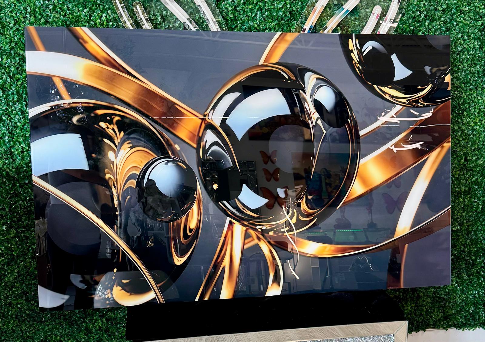 BLACK AND GOLD ABSTRACT 60"X37.5"